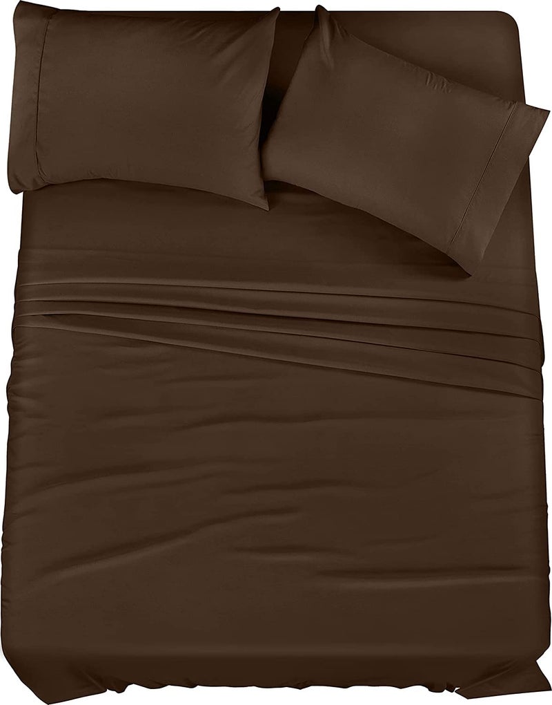 Utopia Bedding Full Sheet Set 4 Piece Bed Sheets for Full Size Bed Soft and Breathable Microfiber Includes 1 Fitted Sheet 1 Flat Sheet and 2 Pillowcases Brown