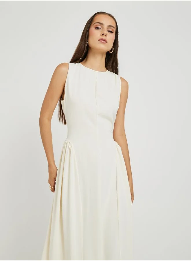 تايك تو Take Two Solid Sleeveless Pleated A-Line Maxi Dress