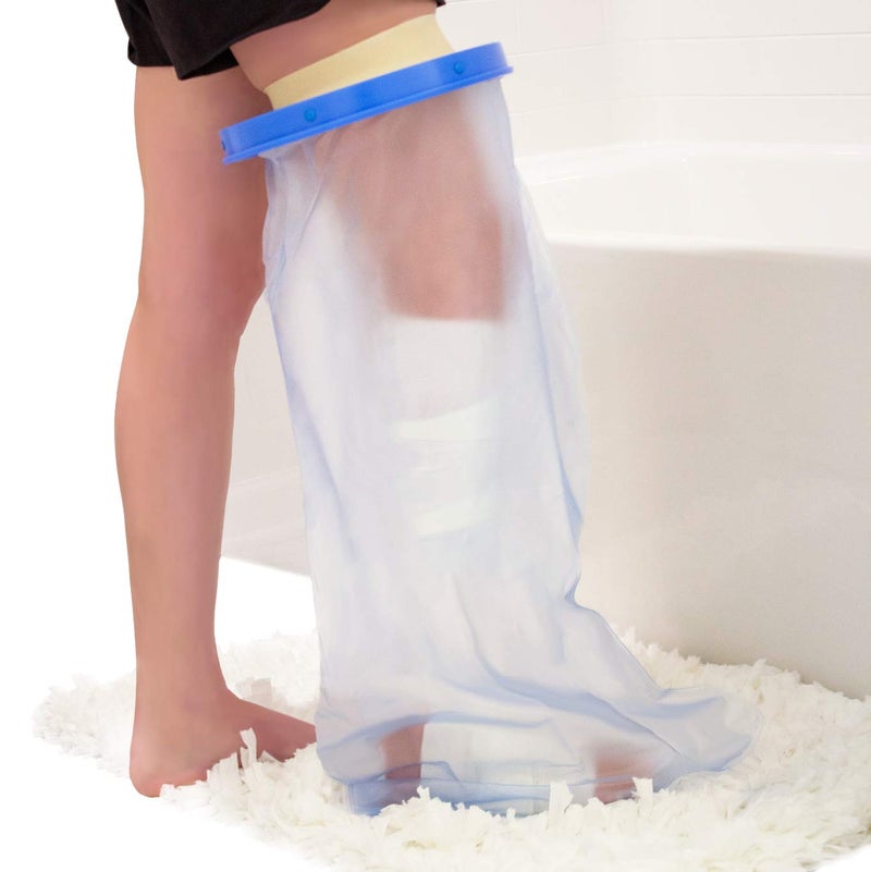 DMI DMI Waterproof Cast Cover Wound Barrier Bandage Protector Reusable with a Watertight Seal for Showers Baths and Pools Fits Adult Large Leg up to 42 Inches in Length Long Leg 