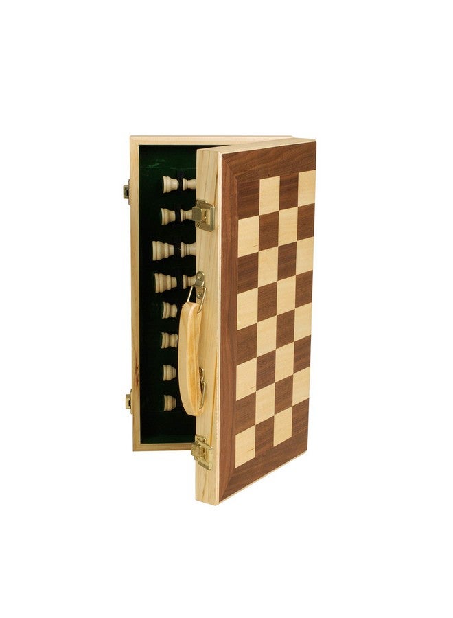Sterling Games 16" Solid Wooden Chess Set Travel Folding Board with Brass Locks and Felted Interior Storage with Piece Holders - Image 4