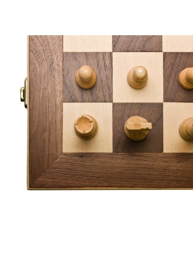 Sterling Games 16" Solid Wooden Chess Set Travel Folding Board with Brass Locks and Felted Interior Storage with Piece Holders - Image 5