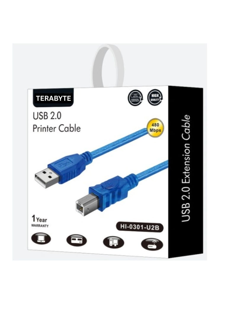 Terabyte USB 2.0 A-B CABLE BLUE 3M - Image 1