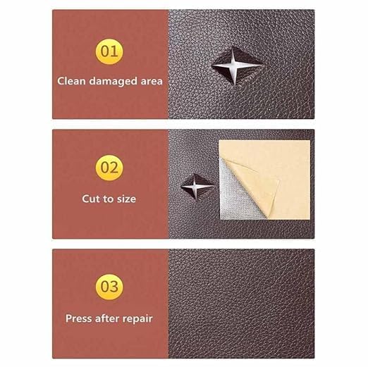 Dec Kitchenpro Dec Kitchenpro Leather Repair Kit, Self-Adhesive Leather Repair Patch Tape Sticker, Give Your Car Seat Upholstery Filler Leather Patches for Couch, Furniture, Sofas, Handbags, Car Seats (Brown)  - Image 2