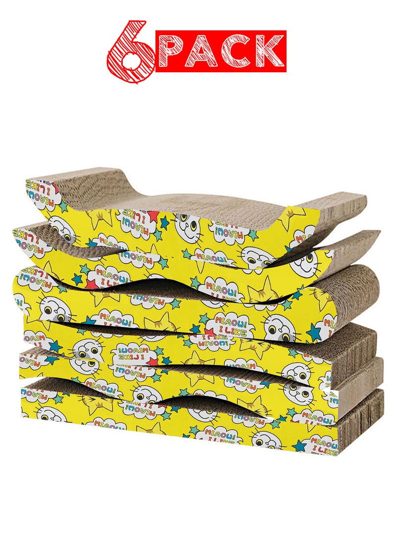 CATANES 6 Pack Cat Scratcher Cardboard Cat Scratch Pad with Premium Scratch Textures Design Durable Cat Scratching Pad Reversible - Image 1