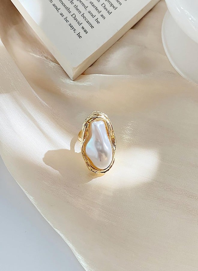 kepvrio Pearl Ring for Women Promise Stacking Pearl Rings Adjustable Open Pearl Finger Ring Trendy Personality Christmas Pearl Jewerly Prom Dress Jewerly - Image 4