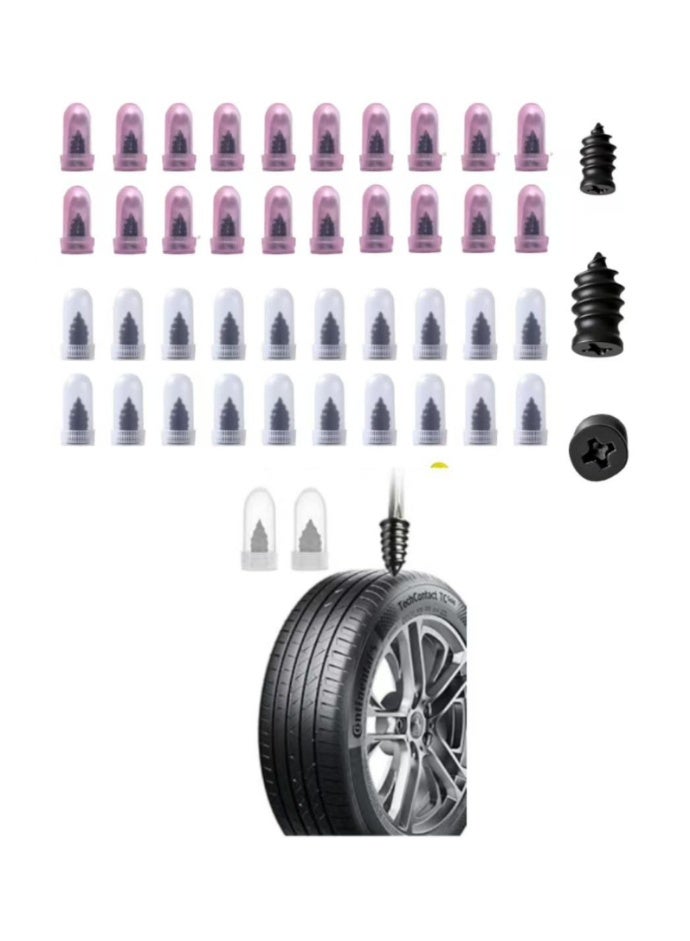 OASIS-TH Tire Repair Screws, 40 Pcs Vacuum Tire Repair Rubber Nail Plug Kit with 2 Sizes, Tire Patch Kit and Screwdriver, Fast Self-Service Tool for Car, Truck, Motorcycle - Image 1