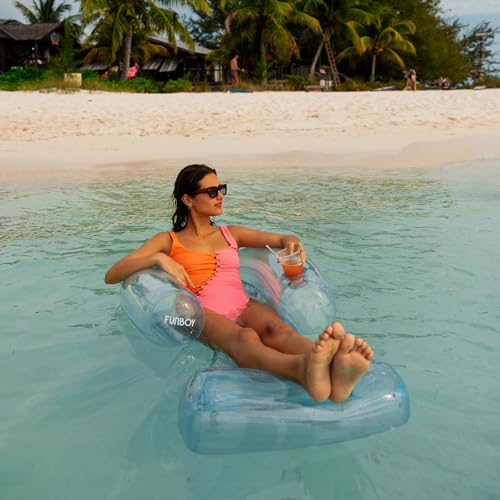 FUNBOY Clear Blue Mesh Chair 2-in-1 Water Chair with Cooling Mesh and Water Hammock Inflatable Pool Float, Bundle Pack of 2 - Image 3