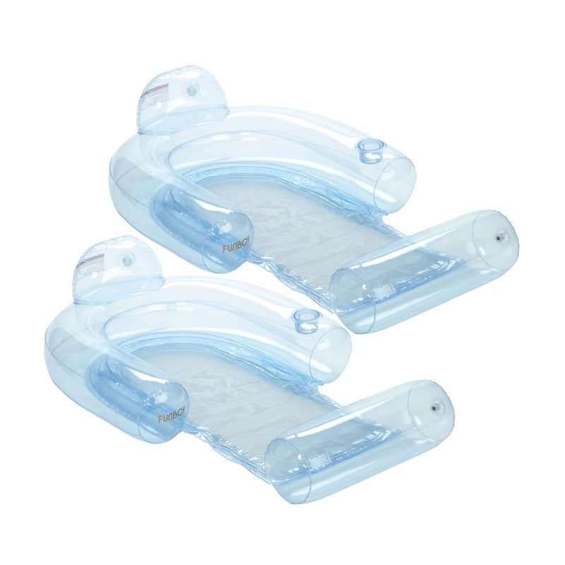 FUNBOY Clear Blue Mesh Chair 2-in-1 Water Chair with Cooling Mesh and Water Hammock Inflatable Pool Float, Bundle Pack of 2 - Image 5