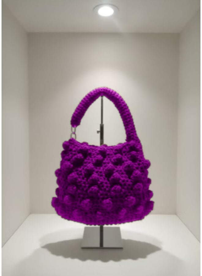 CROCHKA Chic Crochet Bobble Stitch Handbag/Shoulder Bag | Puffy Textured Knit Tote