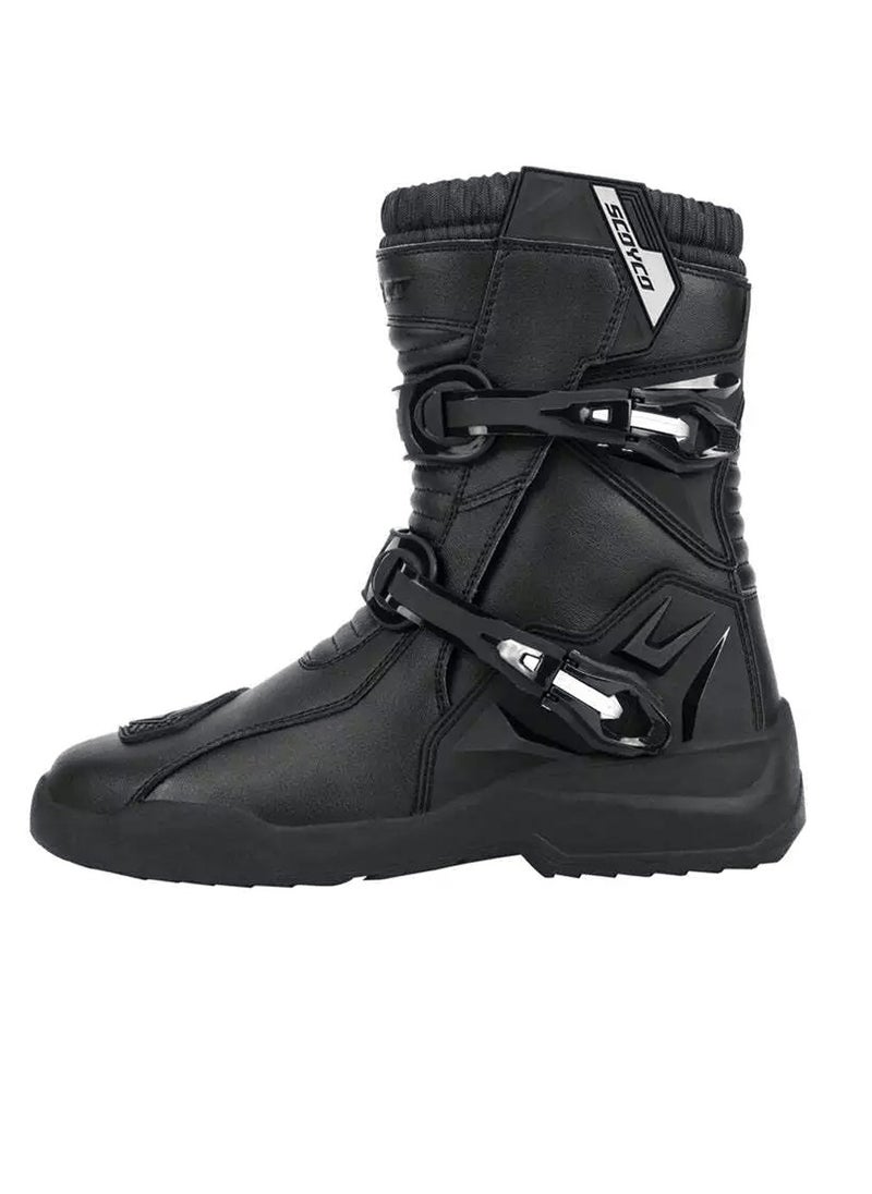 Scoyco Men's Waterproof Motorcycle Riding Boots | Ankle Height Riding Boots, TPU Leather Protective Shell, Non-Slip Wear-Resistant Boots, Black  - Image 2