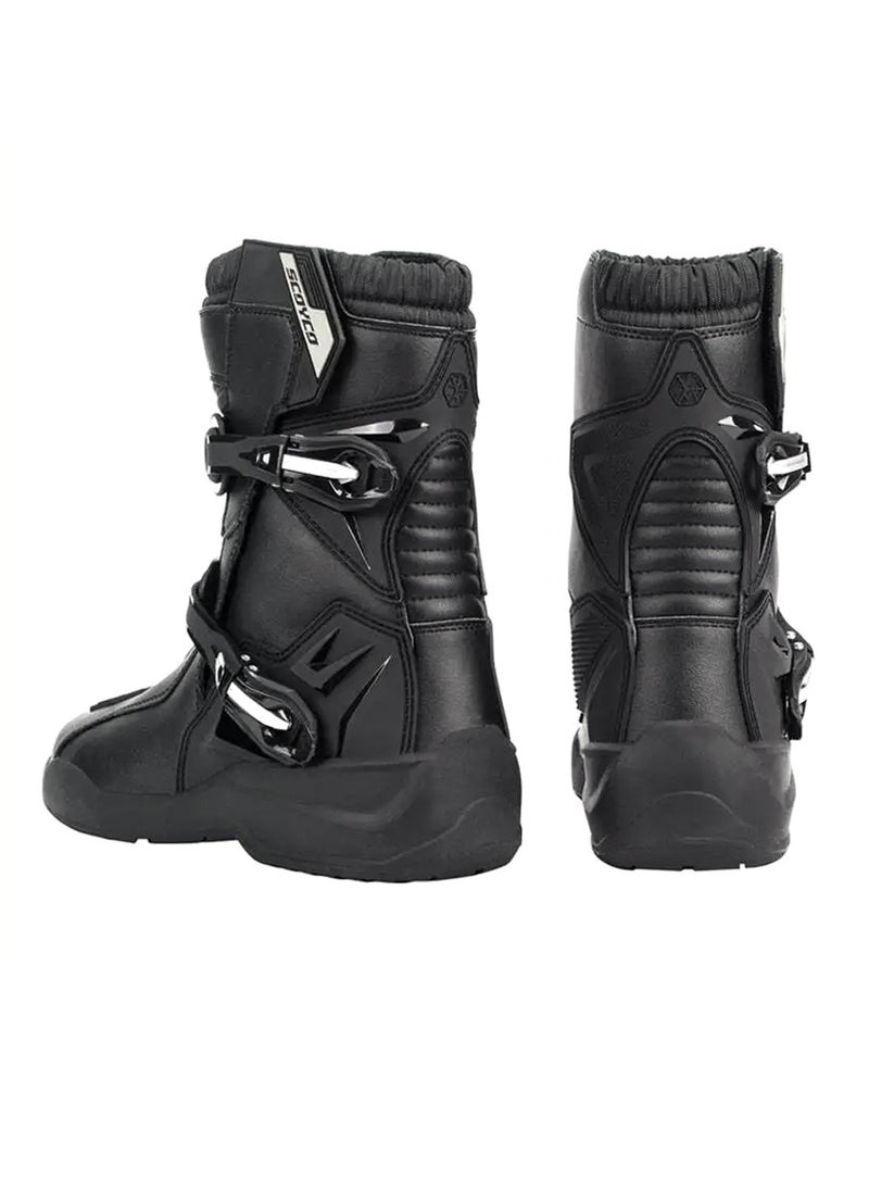 Scoyco Men's Waterproof Motorcycle Riding Boots | Ankle Height Riding Boots, TPU Leather Protective Shell, Non-Slip Wear-Resistant Boots, Black  - Image 4