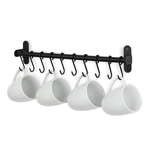Wallniture Lyon Kitchen Rail with 10 Utensil Holder S Hooks for Hanging Kitchen Utensils Set and Cookware, 17" Frosty Black - Image 4