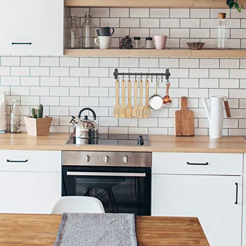 Wallniture Lyon Kitchen Rail with 10 Utensil Holder S Hooks for Hanging Kitchen Utensils Set and Cookware, 17" Frosty Black - Image 2