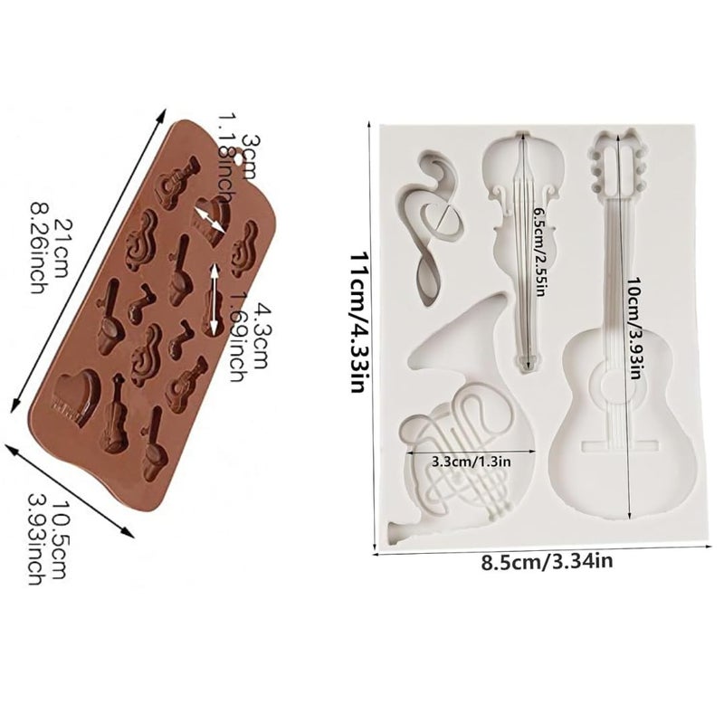 Husaini Mart HUSAINI MART 14 4 Cavity Musical Instrument Mould Voilin Guitar Fondant Silicon Chocolate MouldGum PasteJellyClayCandy Cake Cupcake Decoration Musical Theme Pack of 2  - Image 2