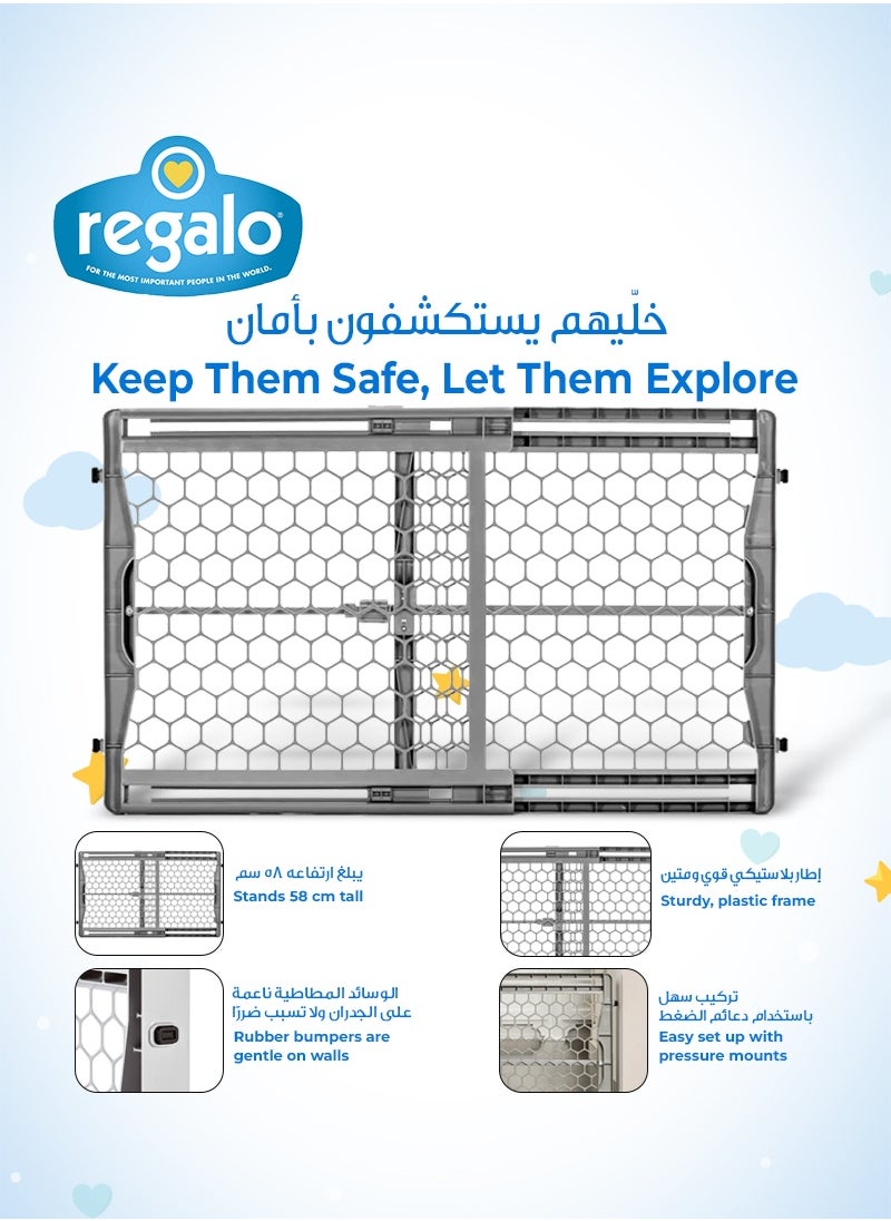 Regalo Plastic Expandable Baby Gate | Adjustable Safety Barrier | Fits 28”-42” Openings | Pressure Mount with Twist Lock | Lightweight & Durable | Pet-Friendly | Easy Step-Over | Grey  - Image 5