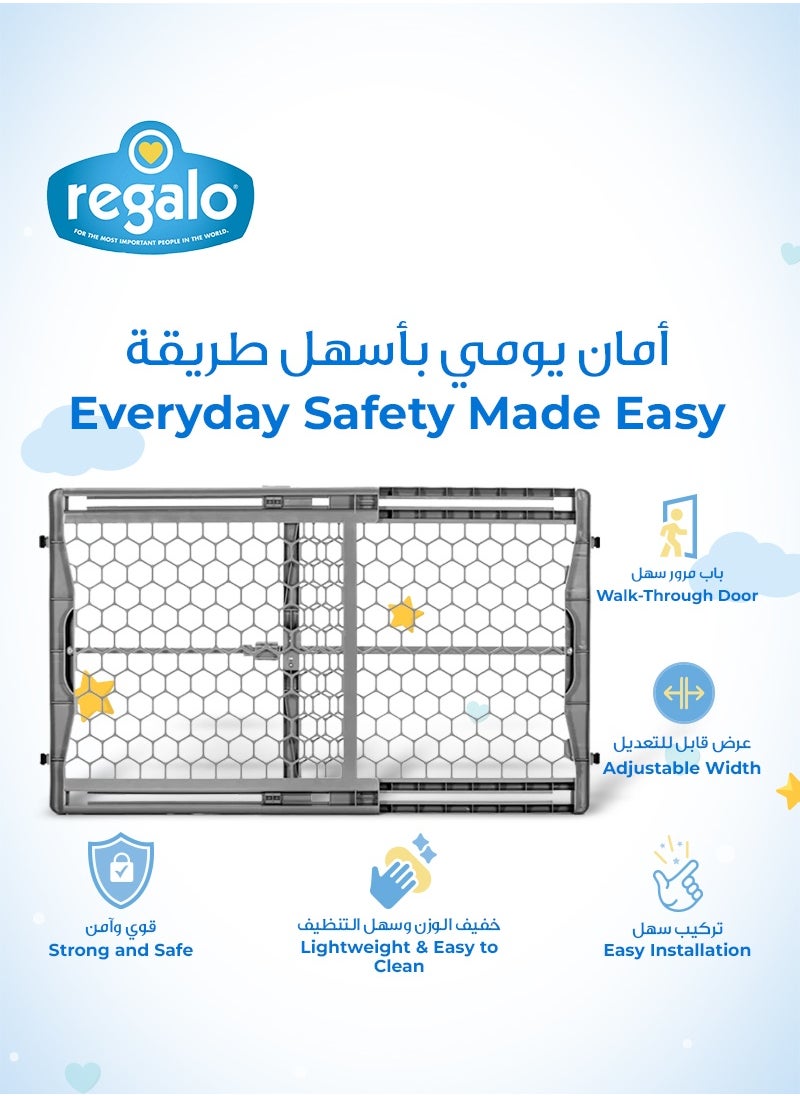 Regalo Plastic Expandable Baby Gate | Adjustable Safety Barrier | Fits 28”-42” Openings | Pressure Mount with Twist Lock | Lightweight & Durable | Pet-Friendly | Easy Step-Over | Grey  - Image 3