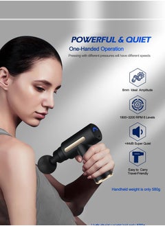 Arabest Mini Massage Gun, Portable 6 Speeds Muscle Massager Deep Tissue with 4 Massage Heads, Super Quiet Type-C Charging Percussion Massage Gun for Muscle Pain Stiffness Relief  - Image 4