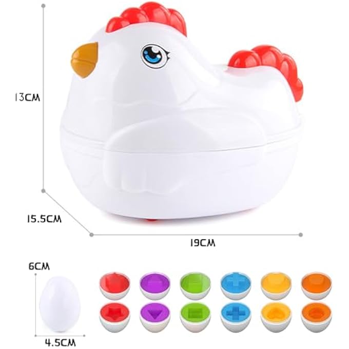 CHICKEN EASTER EGGS - COLOR MATCHED GAME SHAPE SORTER WITH 6 TOY EGGS FOR KIDS 3-5, FINE MOTOR SKILLS SENSORY TOYS, EDUCATIONAL GIFTS FOR 3-6 GIRLS BOYS BABY - Image 4