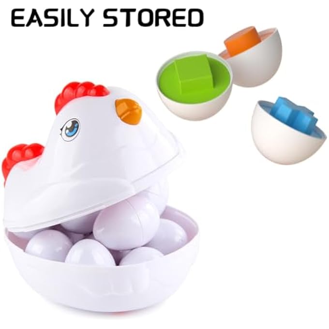 CHICKEN EASTER EGGS - COLOR MATCHED GAME SHAPE SORTER WITH 6 TOY EGGS FOR KIDS 3-5, FINE MOTOR SKILLS SENSORY TOYS, EDUCATIONAL GIFTS FOR 3-6 GIRLS BOYS BABY - Image 3