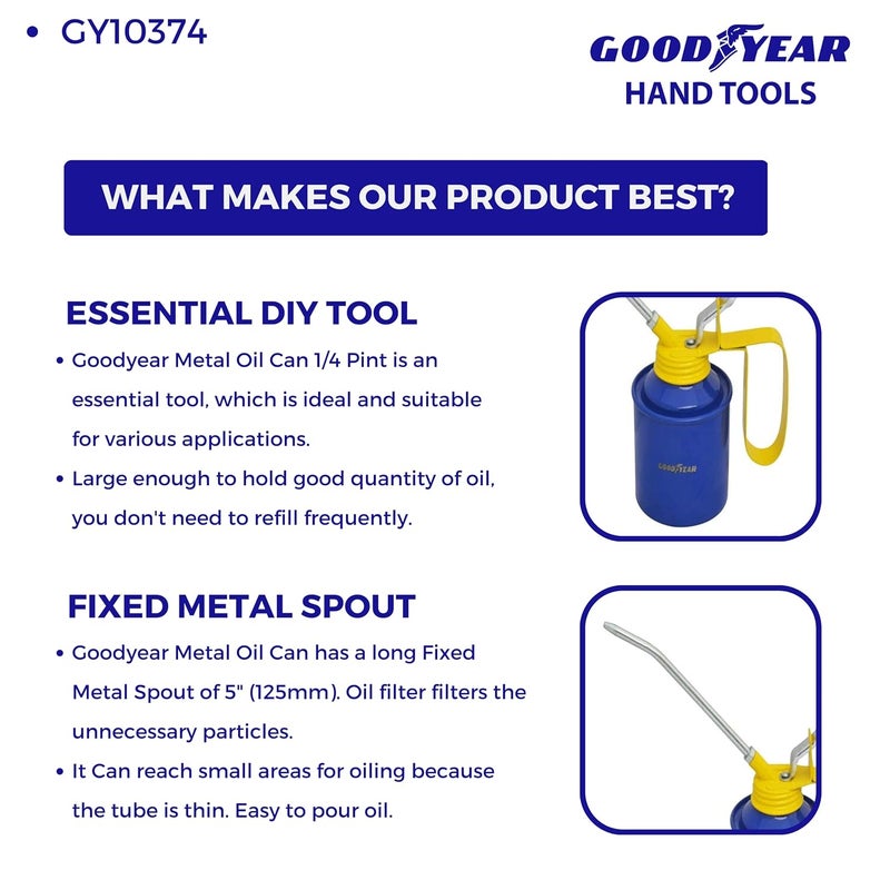 Good Year علبة زيت، علبة زيت للدراجة، سعة 1/4 باينت، مضخة زيت معدنية، مضخة يدوية GY10375 (عبوة من 1) - Image 4