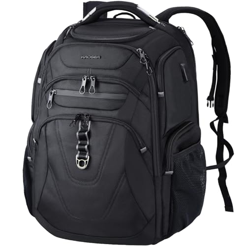 KROSER TSA Friendly Travel Laptop Backpack 184 inch XXXL Gaming Backpack WaterRepellent College Daypack Business Backpack with RFID Pockets USB Port for MenWomenBlack - Image 1