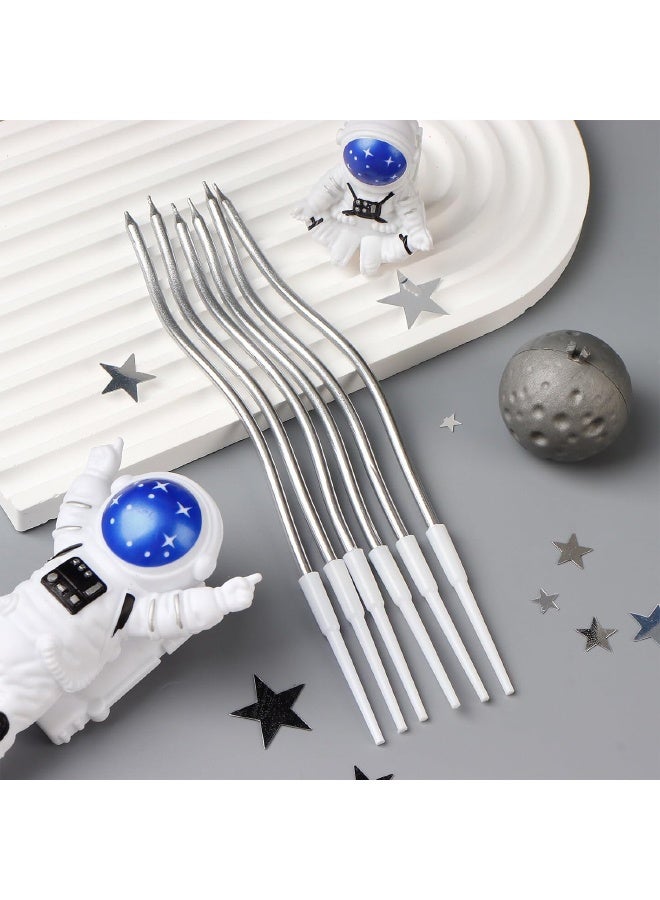 24 PCS Spiral Long Thin Birthday Candles, Twisted Curved Candle Cake Topper, hin Long Cake Candles with Holders for Wedding, Anniversary, Graduation & Party Table Decorations, Silver - Image 3
