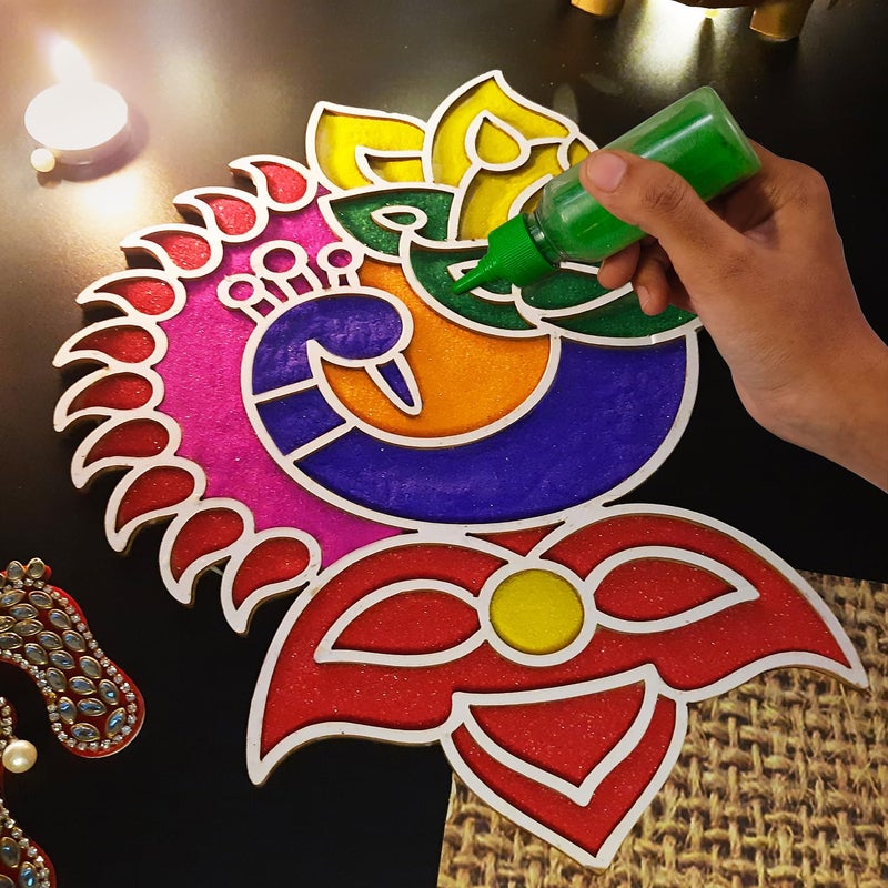Ascension Portable Rangoli (11 inches) Stencil for Decor DIY Craft Reusable Templates for Floor Table Just Fill with Rangoli Atta or Grains for Navratri Pongal Pooja Mandir Rangoli Mats for Decoration (Design 6) - Image 4