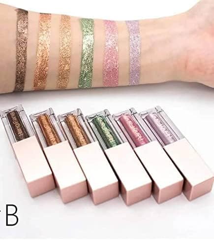 Ruby Face RUBYFACE X Heng Feng Liquid Glitter Eyeshadow Set 6 Colors Metallic Glitter Shimmer Smokey Eye Looks Waterproof Long Lasting EyeShadow Makeup Kits B 6 Pcs - Image 2