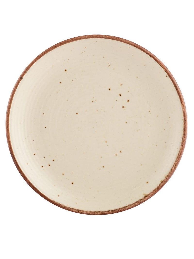 miah decor Miah Decor Ceramic Quarter Plates Small Dinner Plates Set of 2 Handcrafted Stoneware OffWhite with Brown Rim grains Serving Platter for Snacks Dessert Microwave and Dishwasher Safe Size 7 Inches - Image 5