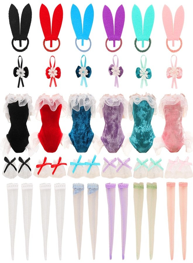 BARWA 4 Set Doll Clothes Bunny Costume Outfits Party Clothes for 11.5 Inch Doll Including Bunny Clothes, Headwear, Lace Sock, Garter Mitten, Bow Necklace - Image 1
