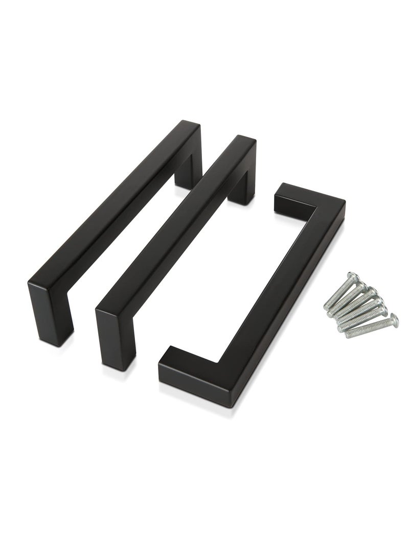 Generic - 3Pack Modern Black Square Cabinet Pulls 5 Inch Stainless Steel Drawer Handles for Kitchen and Bathroom Design - Image 1