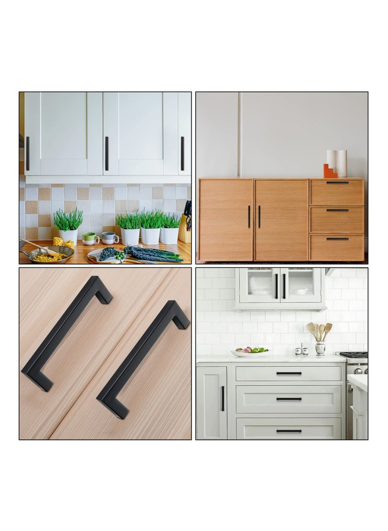 Generic - 3Pack Modern Black Square Cabinet Pulls 5 Inch Stainless Steel Drawer Handles for Kitchen and Bathroom Design - Image 1