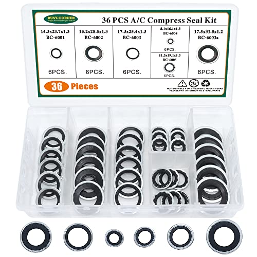 BUSY-CORNER A/C System Compressor Gasket Seals Air Conditioning Compressor Port Seal Washer Kit (36) - Image 1