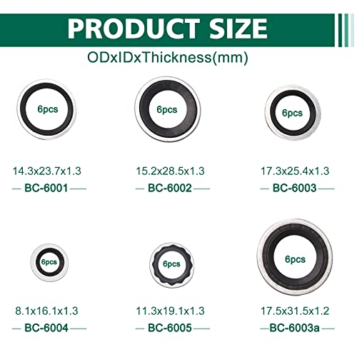 BUSY-CORNER A/C System Compressor Gasket Seals Air Conditioning Compressor Port Seal Washer Kit (36) - Image 2