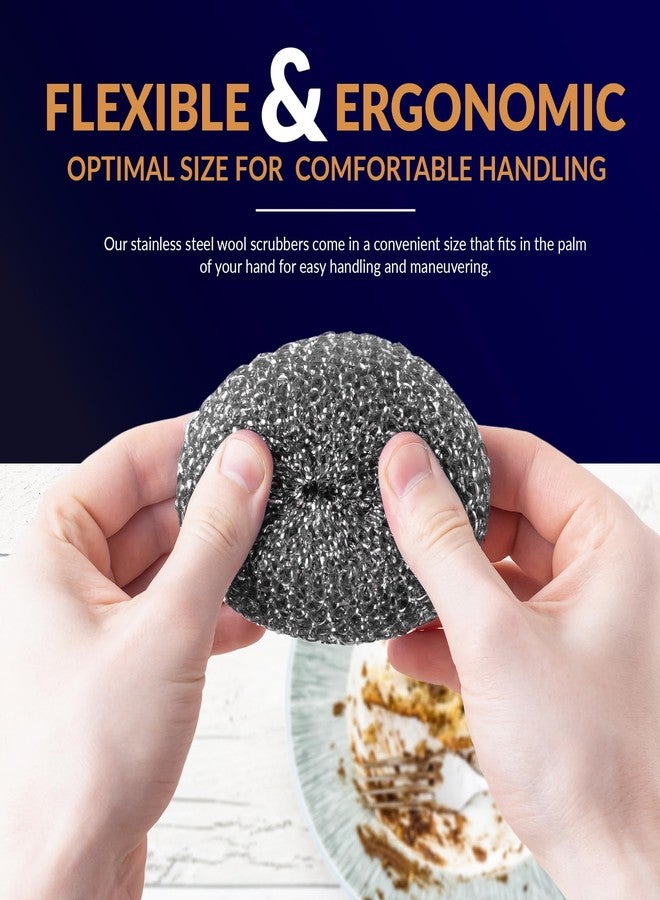 PAMI Heavy Duty Stainless Steel Sponge Scrubber Non-Scratch Metal Sponges Kitchen Metal Scratch Pads for Pots Pans Pack of 4 - Image 3