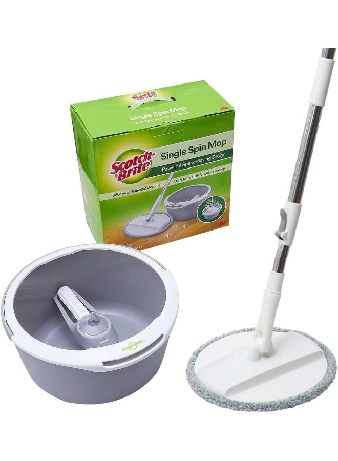 Scotch Brite مجموعة ممسحة دلو سكاتش-برايت 2 في 1 (تشمل: ممسحة مع عصا، دلو، إعادة تعبئة ممسحة)، 1 مجموعة/عبوة، تنظيف سهل 360 درجة، ممسحة تنظيف، الشطف والتجفيف في دلو واحد، الأرضيات - Image 1