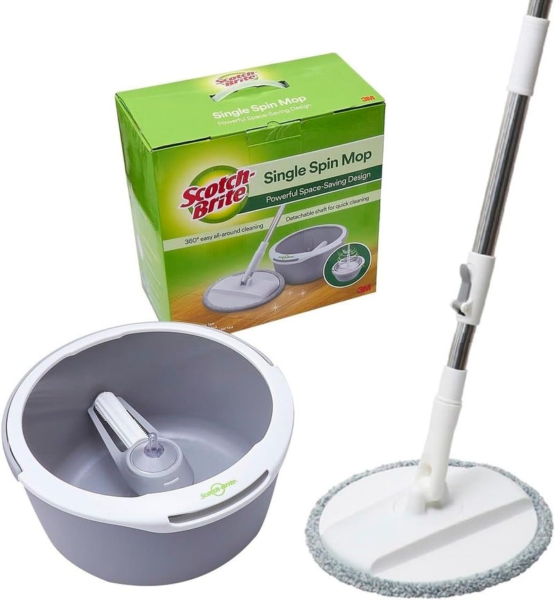 Scotch Brite Scotch-Brite 2-in-1 Bucket Spin Mop set (includes: mop with stick, bucket, mop refill), 1 set/pack | 360 easy all-around cleaning | Cleaning Mop | rinsing and drying in a single bucket | Floors - Image 1