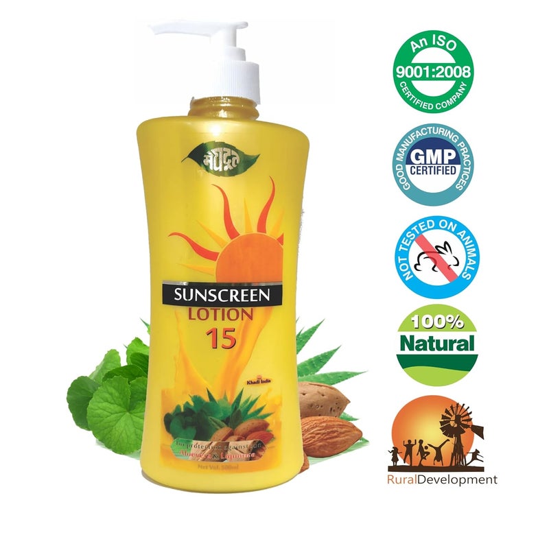 Meghdoot Ayurvedic Sunscreen with Aloe Vera and Liquorice 500ml for All Skin Types Prevents Skin Tanning and Sun Burn SPF 15 PA Ayurvedic Sun Lotion Pack of 2 - Image 4