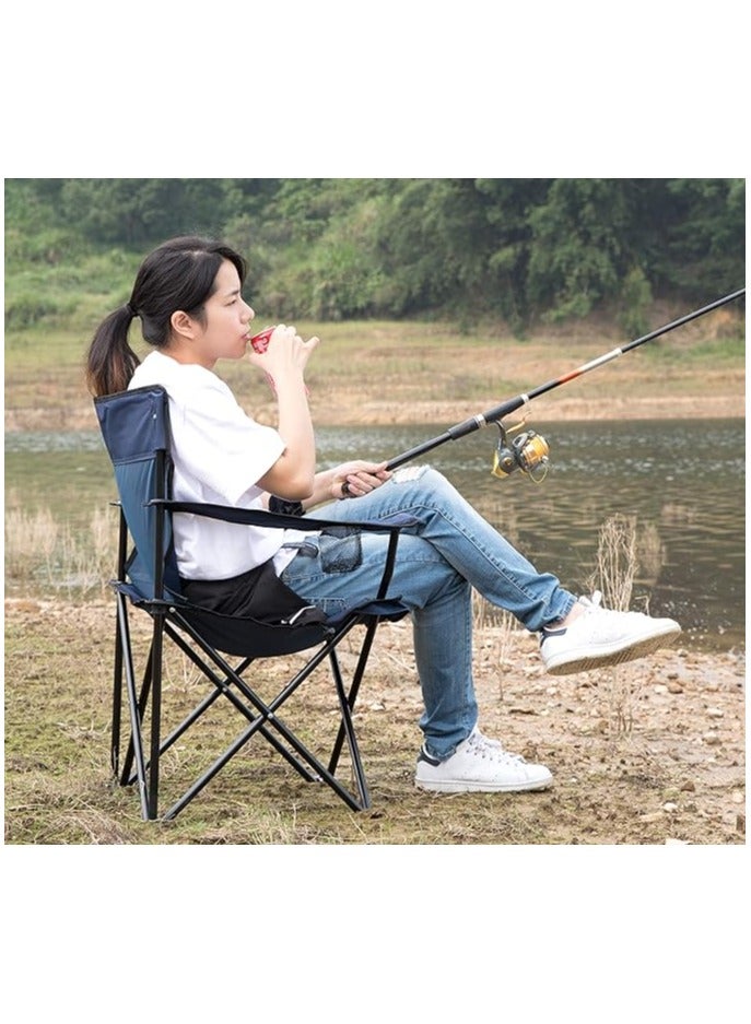 كرسي تخييم قابل للطي ومحمول للاستخدام الخارجي مع حامل علبة معدن، كحلي من بلايبيرج - Image 2