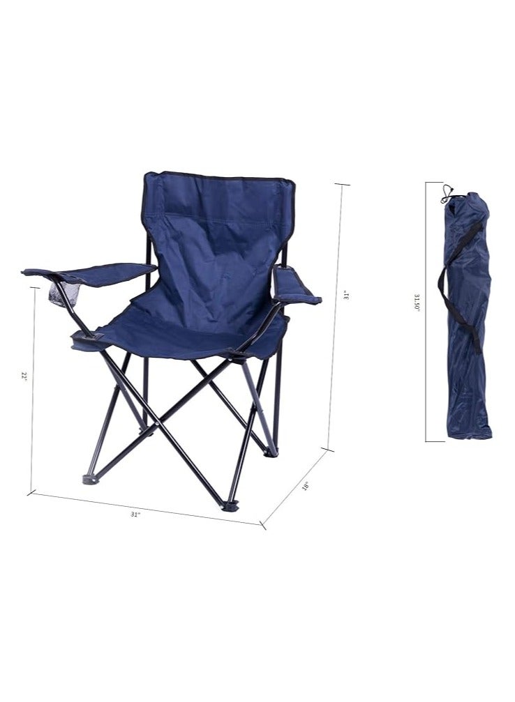 كرسي تخييم قابل للطي ومحمول للاستخدام الخارجي مع حامل علبة معدن، كحلي من بلايبيرج - Image 3