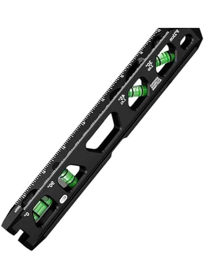 9 بوصة أداة محاذاة مزدوجة القياس باللون الأسود 4 فقاعات هوائية قاعدة مخددة V ميزان روح من سبائك الألومنيوم - Image 5