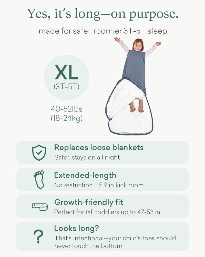 PurComfy Extra-Long Toddler Sleep Sack, Premium Bamboo Viscose Warm Sleeping Bag Supersoft 1.0 TOG Wearable Blanket 3T-4T-5T - Image 4