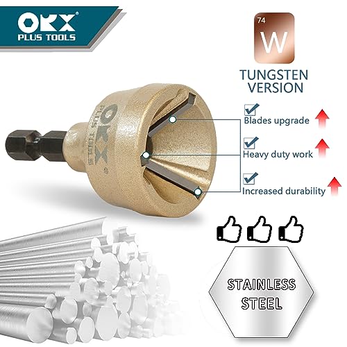 ORX PLUS TOOLS ORXPLUS Tools Deburring External Chamfer Tool, Tungsten Blade, Deburring Drill Bit, Remove Burr Tools Suitable on Stainless Rod, Thread and Pipe for Fit 1/8"-3/4"(3mm-19mm) - Image 2