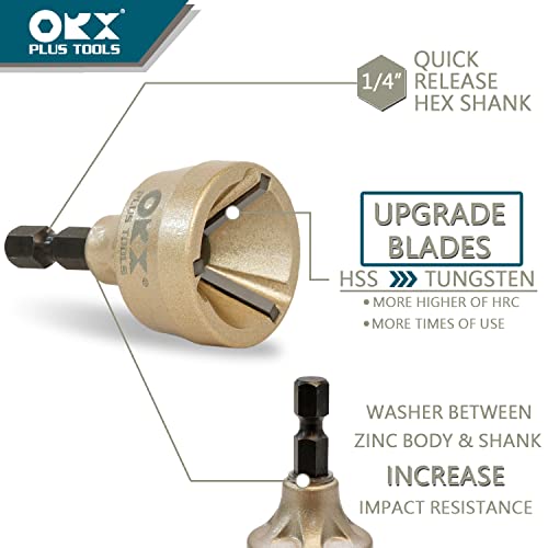 ORX PLUS TOOLS ORXPLUS Tools Deburring External Chamfer Tool, Tungsten Blade, Deburring Drill Bit, Remove Burr Tools Suitable on Stainless Rod, Thread and Pipe for Fit 1/8"-3/4"(3mm-19mm) - Image 3