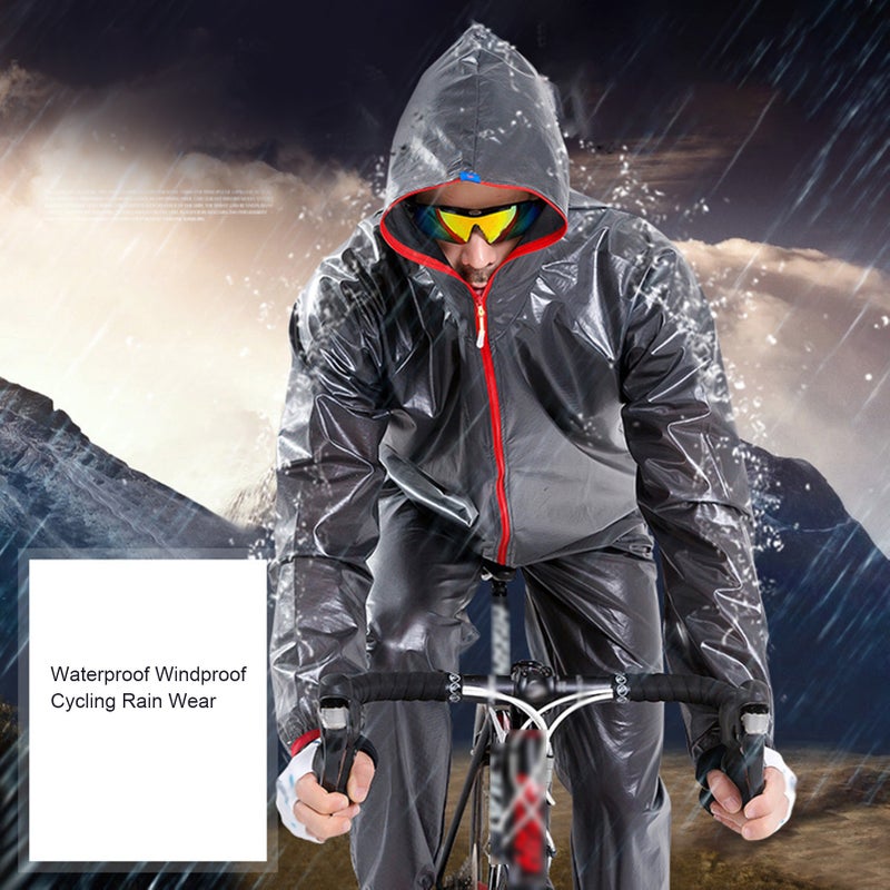 Cycling Raincoat with Hood for Men Women Waterproof Windproof Jacket / Pants / Jacket&Pants Reflective Rain Suits for Hiking Running Travel Bicycle Outdoor - Image 3