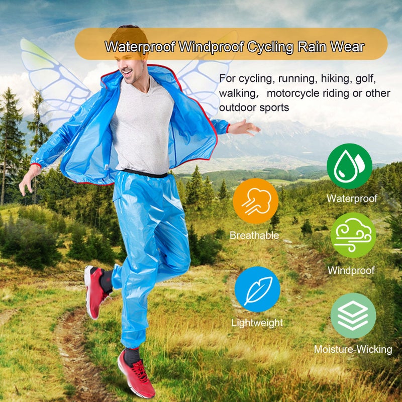 Cycling Raincoat with Hood for Men Women Waterproof Windproof Jacket / Pants / Jacket&Pants Reflective Rain Suits for Hiking Running Travel Bicycle Outdoor - Image 5