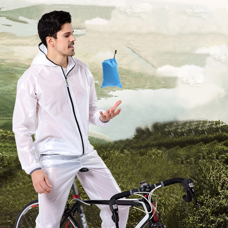 Cycling Raincoat with Hood for Men Women Waterproof Windproof Jacket / Pants / Jacket&Pants Reflective Rain Suits for Hiking Running Travel Bicycle Outdoor - Image 2