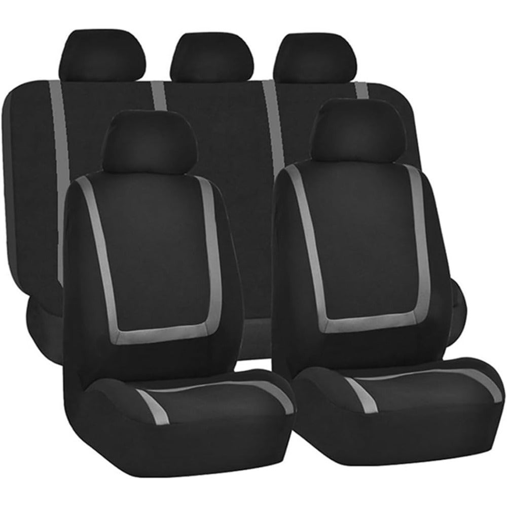 Car Seat Covers Full Set Breathable Premium Cloth Automotive Seat Cover Universal Fit for Front and Rear Seats Easy Install Car Accessories for Most Cars, Trucks, SUVs