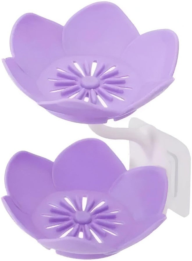 Glitzn Stylish Lotus Flower Shape Soap Holder | Double Layer Drainable Soap Dish | Wall Mounted & Reusable | Adhesive Sticker Included | No-Soggy Soap Solution for Bathroom & Kitchen (Multicolor) - Image 2