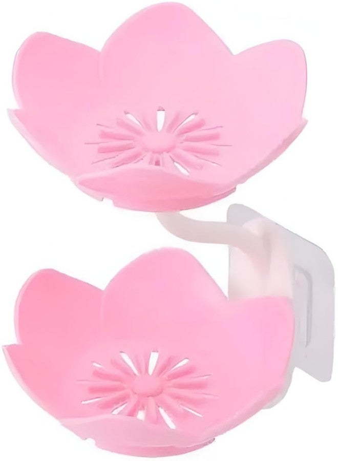 Glitzn Stylish Lotus Flower Shape Soap Holder | Double Layer Drainable Soap Dish | Wall Mounted & Reusable | Adhesive Sticker Included | No-Soggy Soap Solution for Bathroom & Kitchen (Multicolor) - Image 3